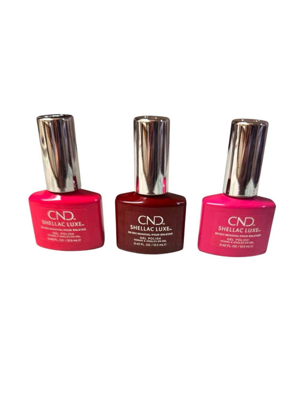 CND 3 Pc Shellac Luxe UV/LED Gel Polish - Pink Bikini Decadence Hot Pop Pink NEW